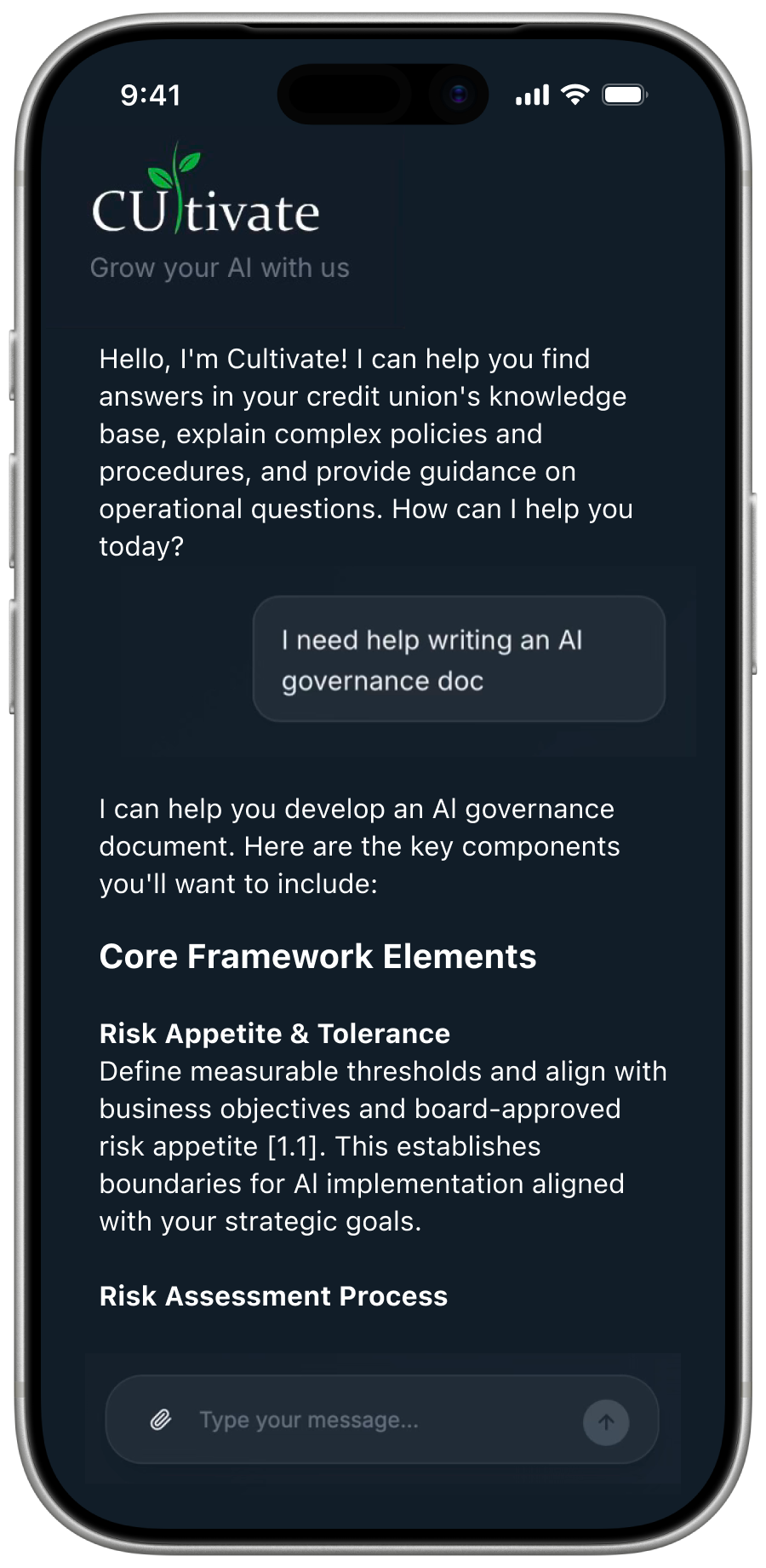 CUltivate AI mobile app screenshot